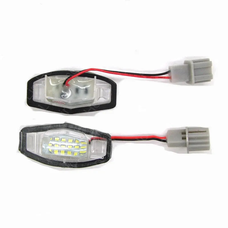 Minimalist white plastic LED licence plate light unit for CIVIC vehicles with cool white illumination