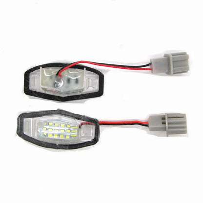 Minimalist white plastic LED licence plate light unit for CIVIC vehicles with cool white illumination