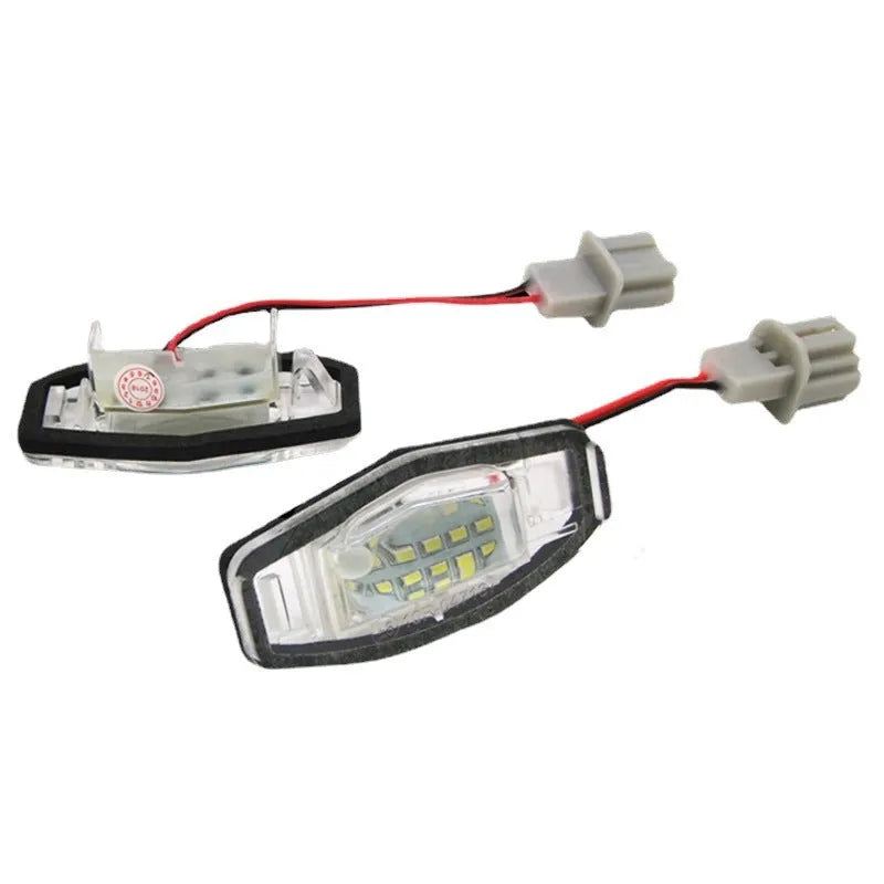 Minimalist white plastic LED licence plate light unit for CIVIC vehicles with cool white illumination