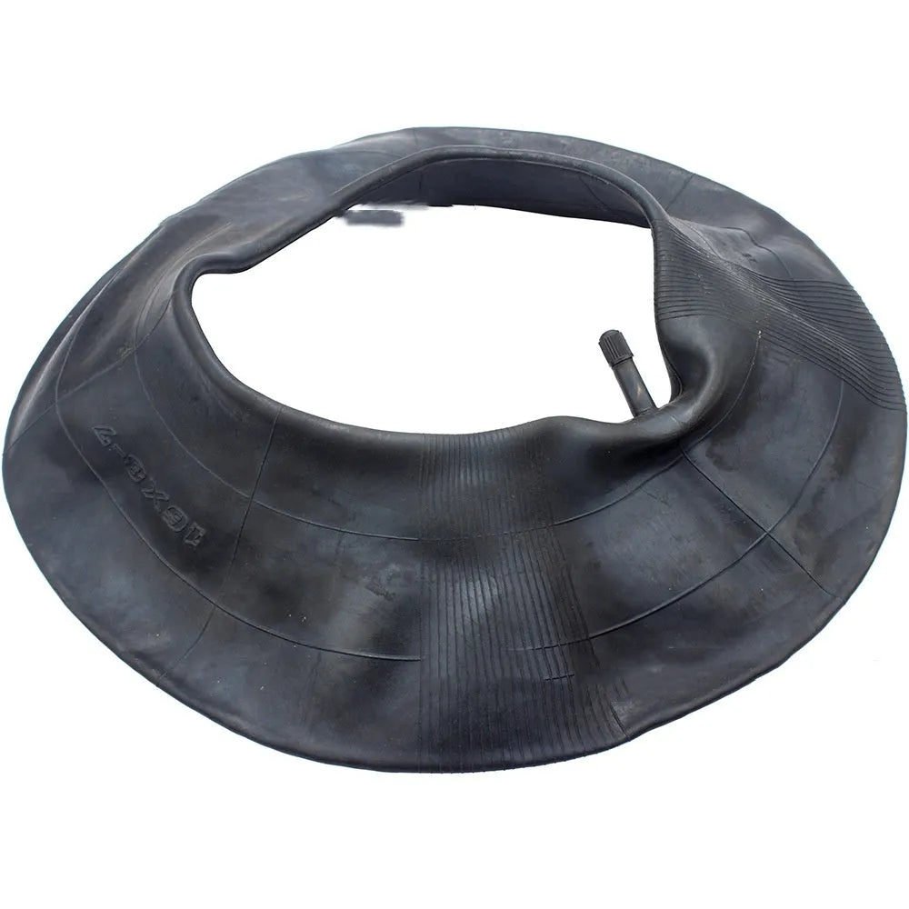 Set of two black 16x8.00-7 inner tubes with TR13 straight valve stems and dust caps for ATV and mower tyres.