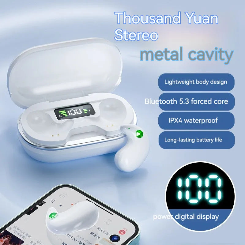 Wireless Bluetooth sleep headset in black or white with 80-hour battery, Bluetooth 5.3 and 500mAh charging case