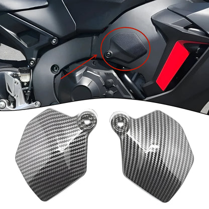 Pair of carbon fibre black ABS side upper frame fairing covers for Honda CBR1000RR motorcycle.