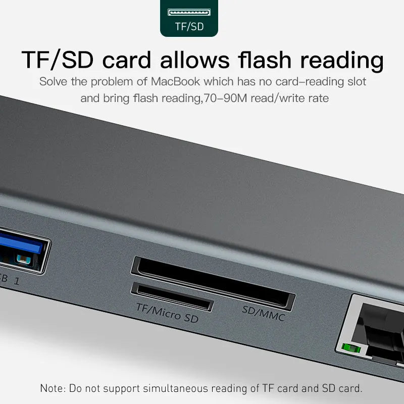 Aluminium laptop cooling docking station with ten ports including HDMI VGA and Gigabit network