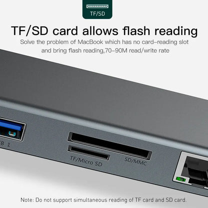 Aluminium laptop cooling docking station with ten ports including HDMI VGA and Gigabit network