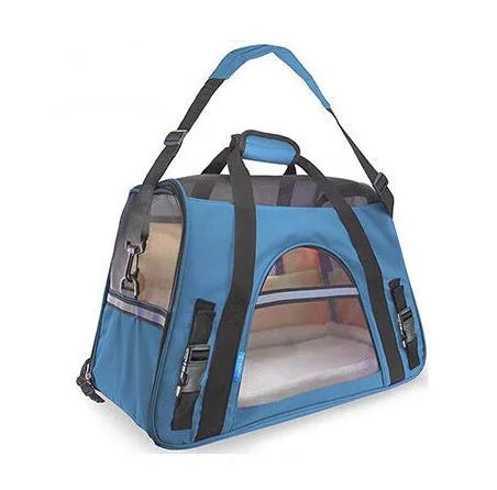 Breathable portable pet strap handbag in oxford cloth and nylon mesh for small dogs and cats, available in 11 colours.