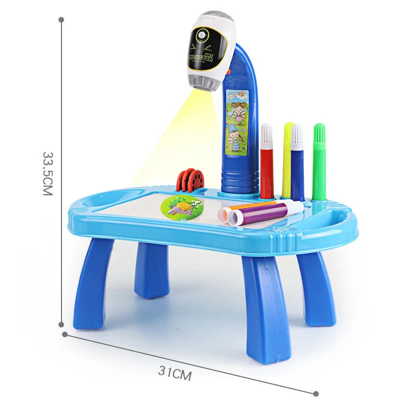 Kids using the Smart Projection Painting Toy to create colourful art