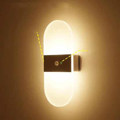 Magnetic rechargeable wall lamp in black or white, 224x96x40mm, with 1400mAh battery and 3m motion sensor