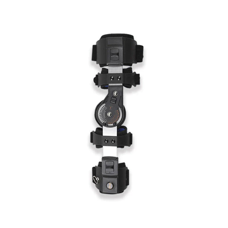 Cyberpunk-inspired elbow support brace with sleek black design, lightweight aluminium alloy construction, and soft shoulder pads for enhanced comfort and stability