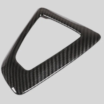 BMW gear base frame with carbon pattern for 1 2 3 4 Series models showing 3M adhesive backing