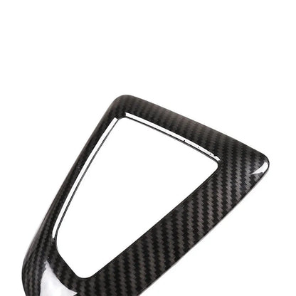 BMW gear base frame with carbon pattern for 1 2 3 4 Series models showing 3M adhesive backing