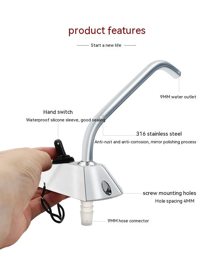 316 stainless steel electronic control RV rotating faucet with mirror finish