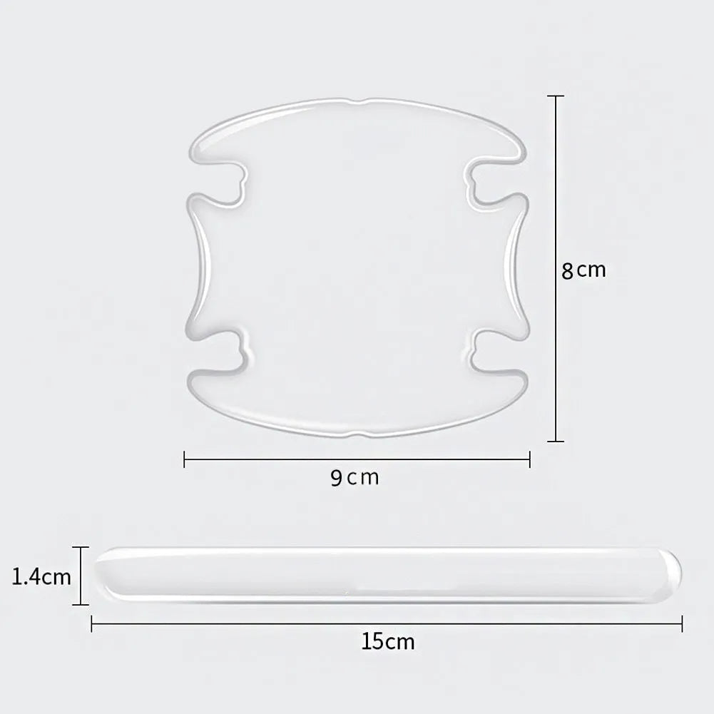 Clear 3D protective stickers for car door handle bowl scratch prevention.