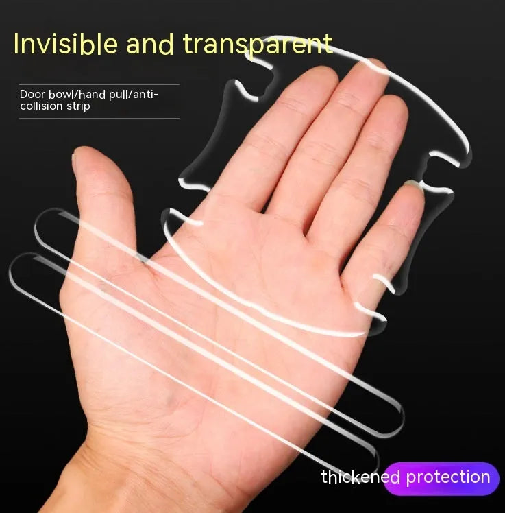 Clear 3D protective stickers for car door handle bowl scratch prevention.