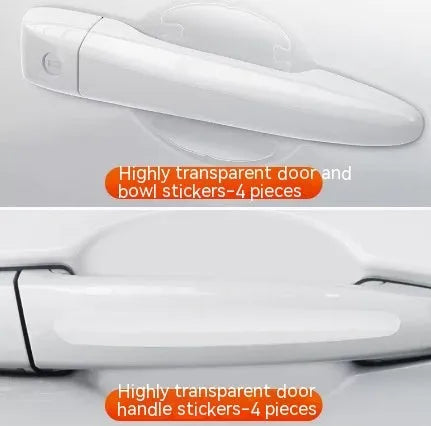 Clear 3D protective stickers for car door handle bowl scratch prevention.