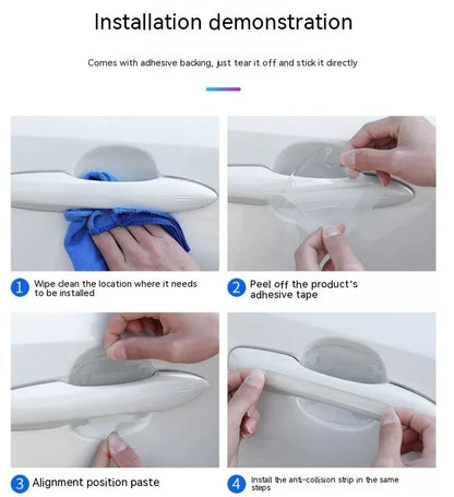 Clear 3D protective stickers for car door handle bowl scratch prevention.