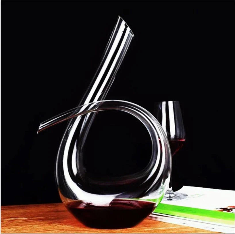 Premium crystal wine decanter with built-in pourer for effortless wine service and enhanced flavor profile