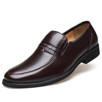 Men's leather business casual shoes with rubber sole in black and brown
