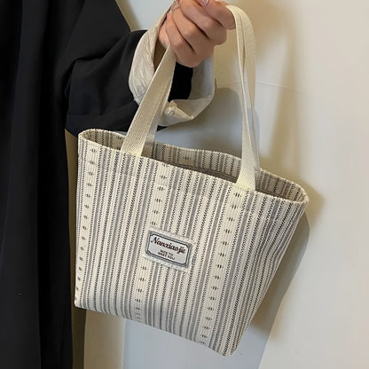 Japanese style corduroy tote handbag in dark brown colour showing large capacity interior
