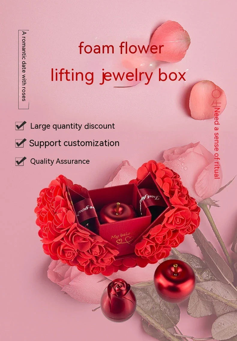 Eternal Rose Jewelry Gift Set with handmade preserved roses, crystal pendant necklace, and elegant presentation box