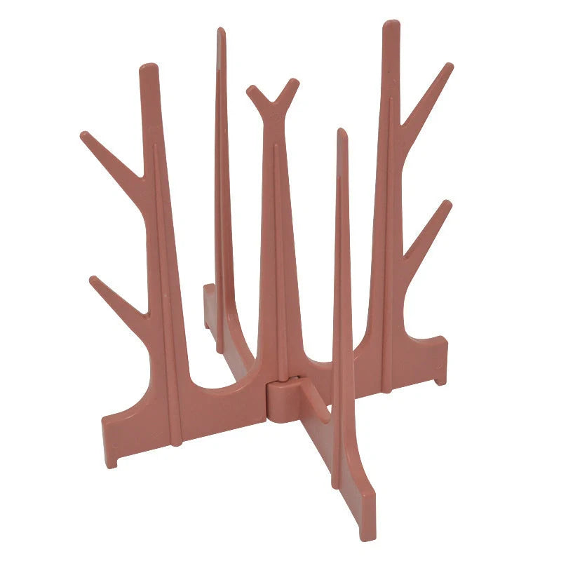Creative Tree Branch Bottle Drying Rack for baby feeding bottles and accessories in blue, yellow, white, and nude