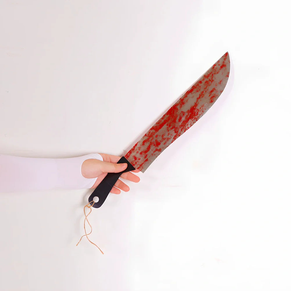 Halloween blood knife decoration set with 12 weapon props on 2.2 metre string