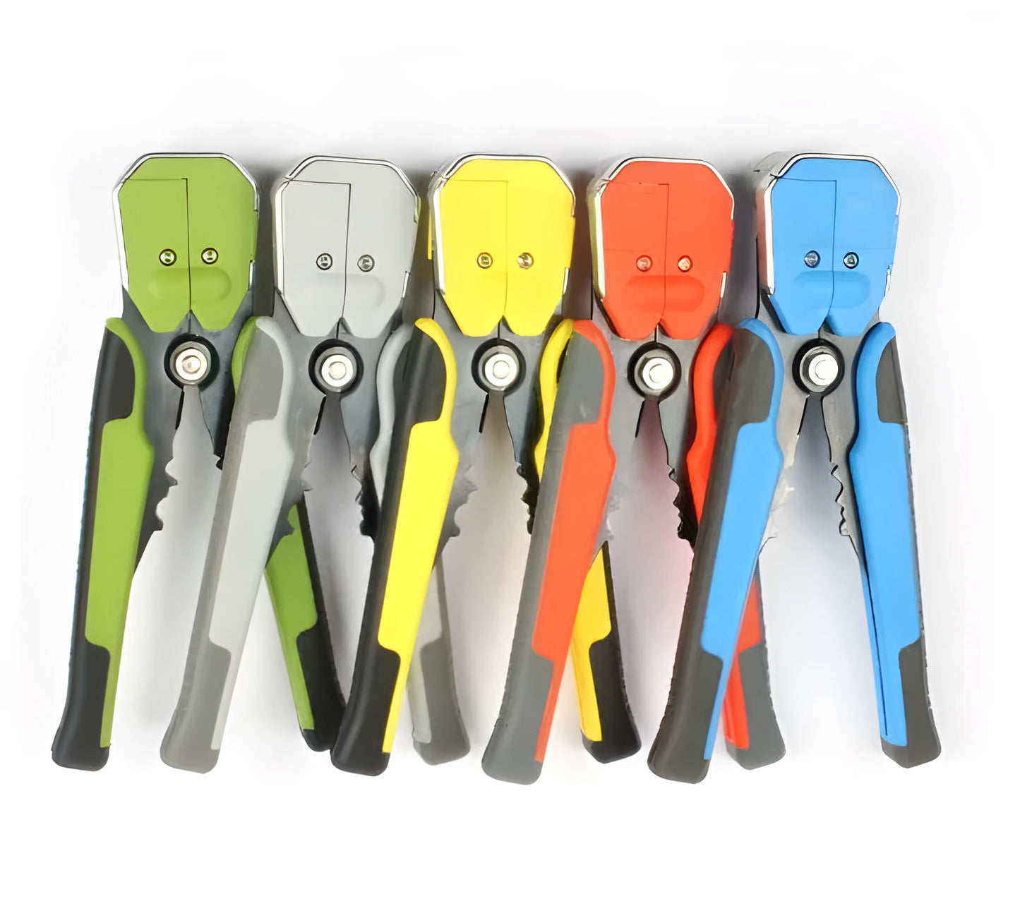 Yellow automatic cable wire stripper crimping plier tool with adjustment screw for 10-24 AWG wires