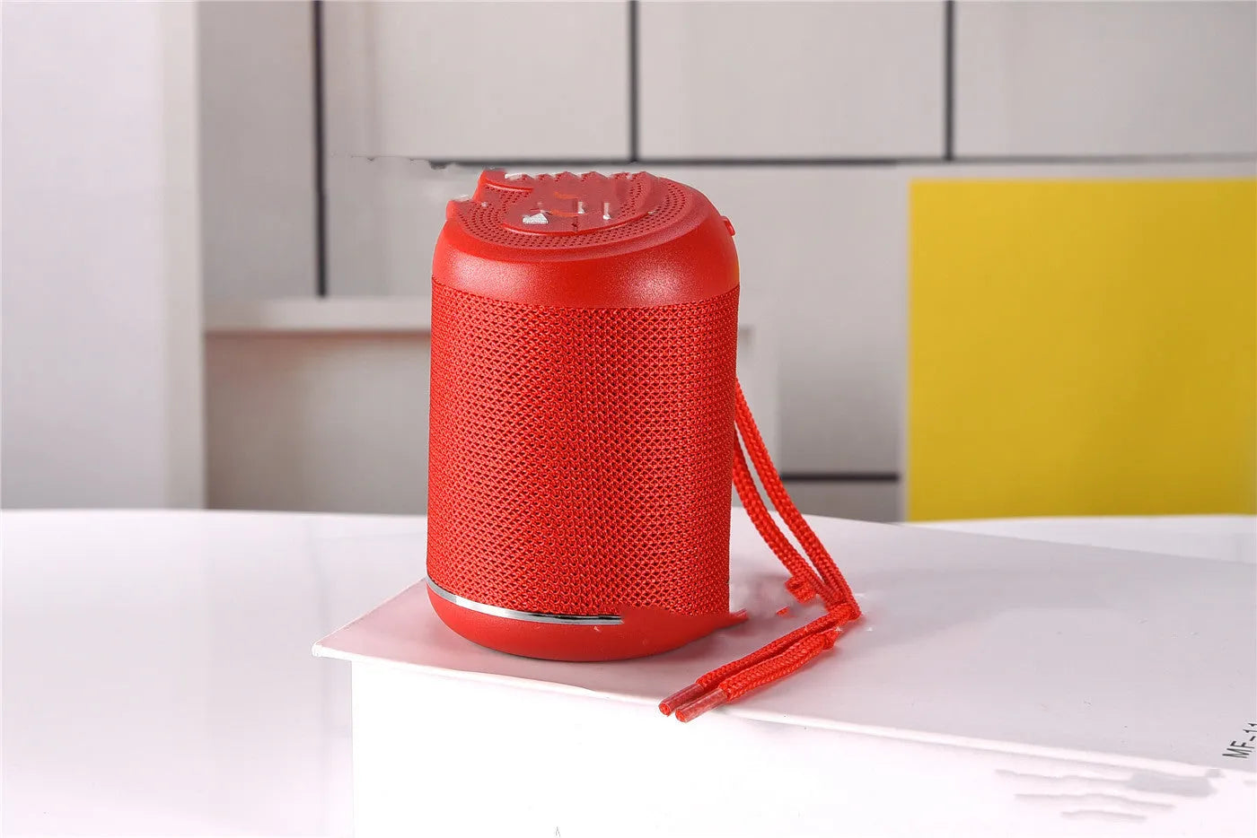 Portable outdoor Bluetooth subwoofer in multiple colours with radio and call functions.