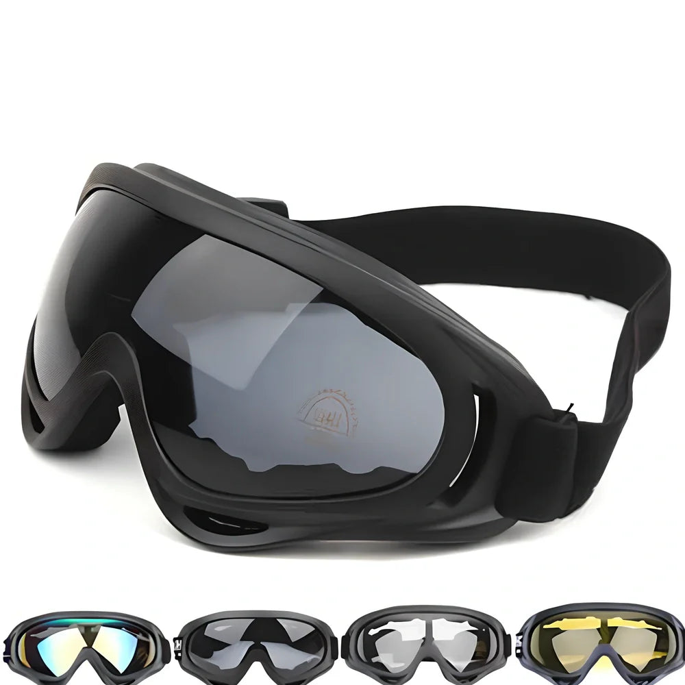 Motorcycle sports goggles with multi-layer coated lenses in brown, colour-changing, transparent, and yellow options