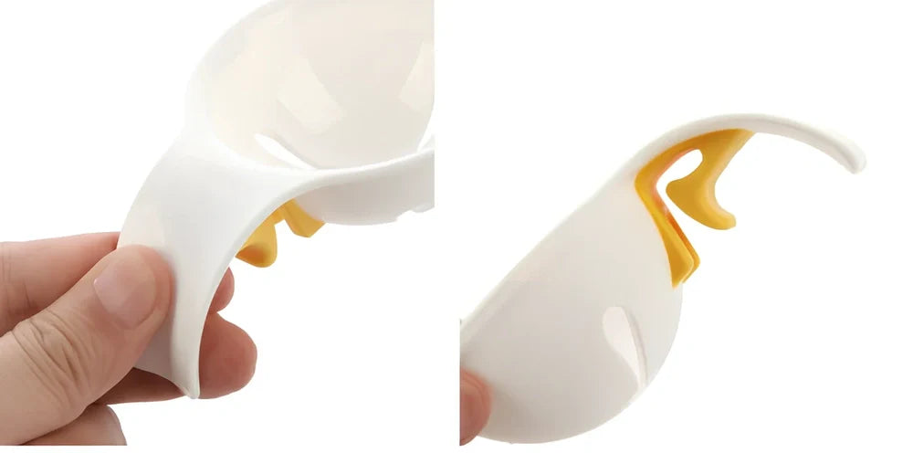 White ABS egg yolk white separator tool, 10cm handle, 7.3cm bowl mouth for kitchen use