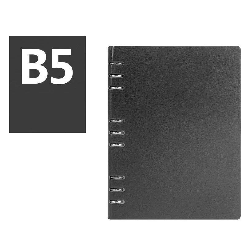 Loose-leaf business notebook with imitation leather cover in multiple colour options