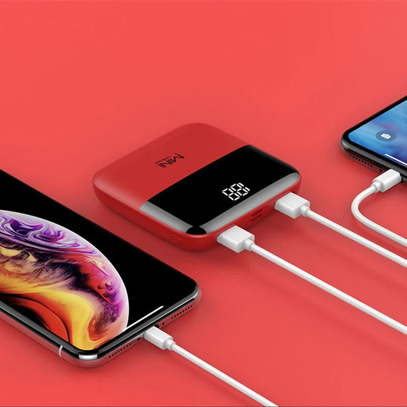 10000mAh Mini Power Bank in various colors with USB Type-C and Micro USB inputs