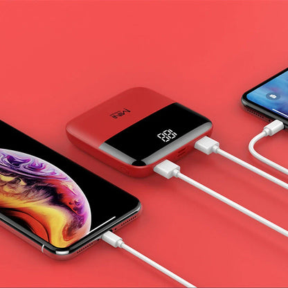 10000mAh Mini Power Bank in various colors with USB Type-C and Micro USB inputs