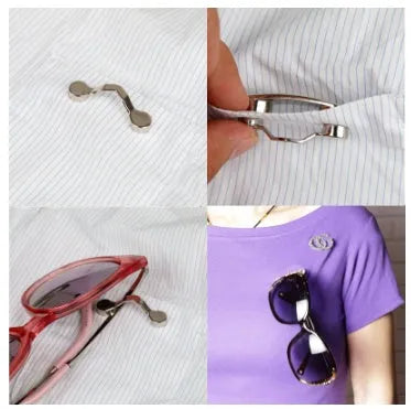 Magnetic glasses holder in black or silver, ABS and stainless steel travel storage bracket