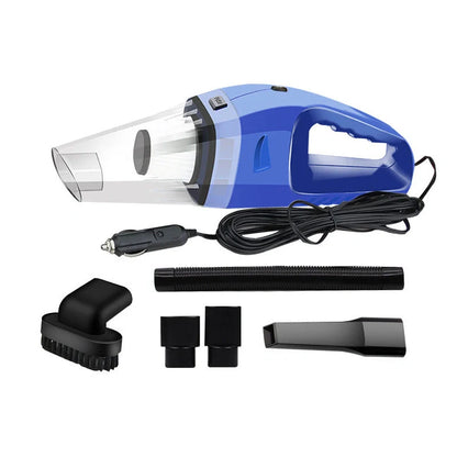 12V 120W Portable Handheld Car Vacuum Cleaner in orange, black, and blue