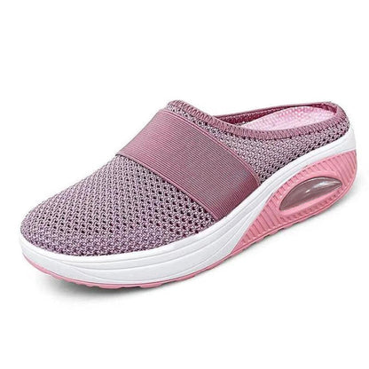 Women's breathable mesh flat sandals with thick sole in various colours