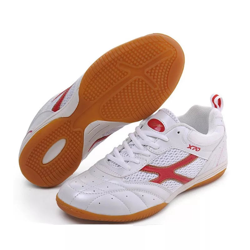 Table tennis training shoes in white and blue or white and red, sizes 30-46