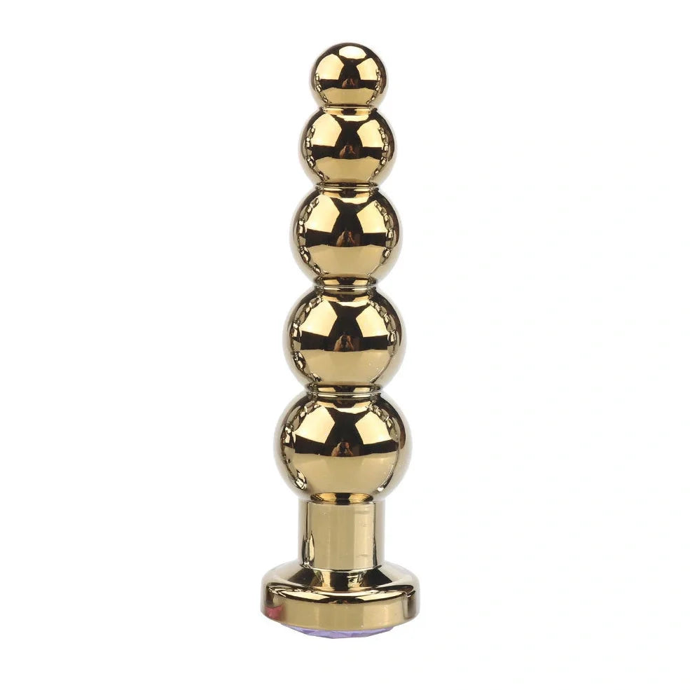 Gold metal anal beads toy size A 141mm length 33mm diameter for adult use
