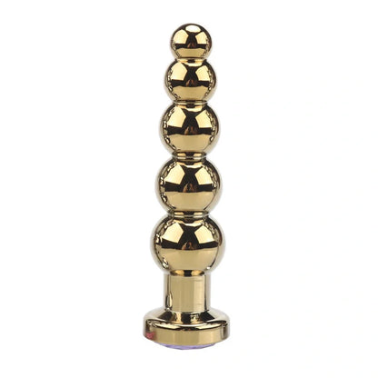 Gold metal anal beads toy size A 141mm length 33mm diameter for adult use