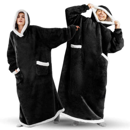 Cozy TV Hoodie Blanket in various colors, including pink, black, navy blue, wine red, and grey, with convenient pockets for relaxing at home