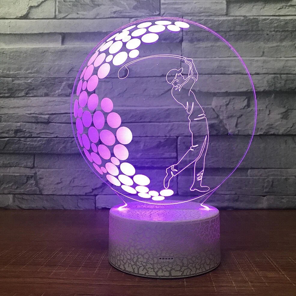 3D acrylic night light in black or crack design with touch and remote control, 3W LED for home corridors