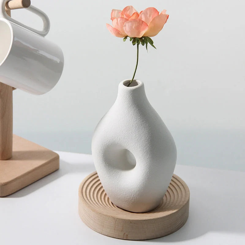 Handmade ceramic vase with frosted finish for flower arrangements