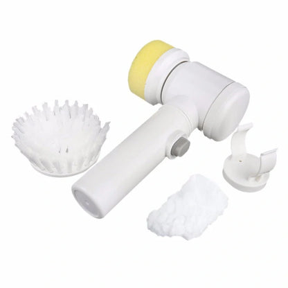 5-in-1 Electric Cleaning Brush with three interchangeable heads for versatile cleaning tasks