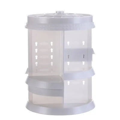 Diamond wave patterned rotating makeup organiser with detachable compartments on a spinning base
