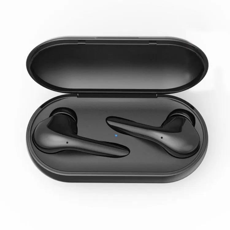 Black wireless neck-mounted sports headphones with magnetic earpieces and charging case