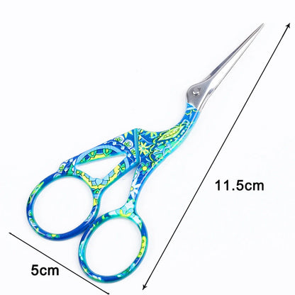 Elegant crane-shaped embroidery scissors crafted from premium stainless steel for precise, effortless cutting