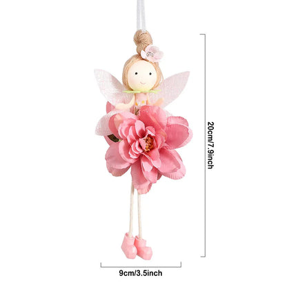 FARCENT cloth pendant with elf and flower angel design in dark pink, pink, green, or yellow, 10 cm tall