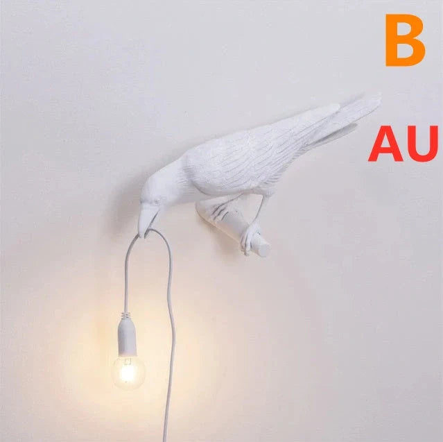 Creative Auspicious Bird Resin Wall Lamp Decoration in white or black