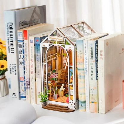 Robotime Rolife Garden House Book Nook DIY Kit for creative bookshelf decoration