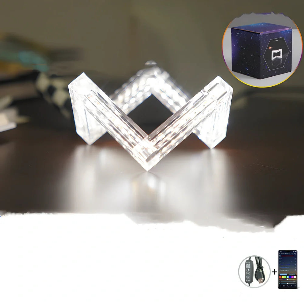 Acrylic Bluetooth desk lamp with compact 12cm design and intelligent lighting control featuring six light modes