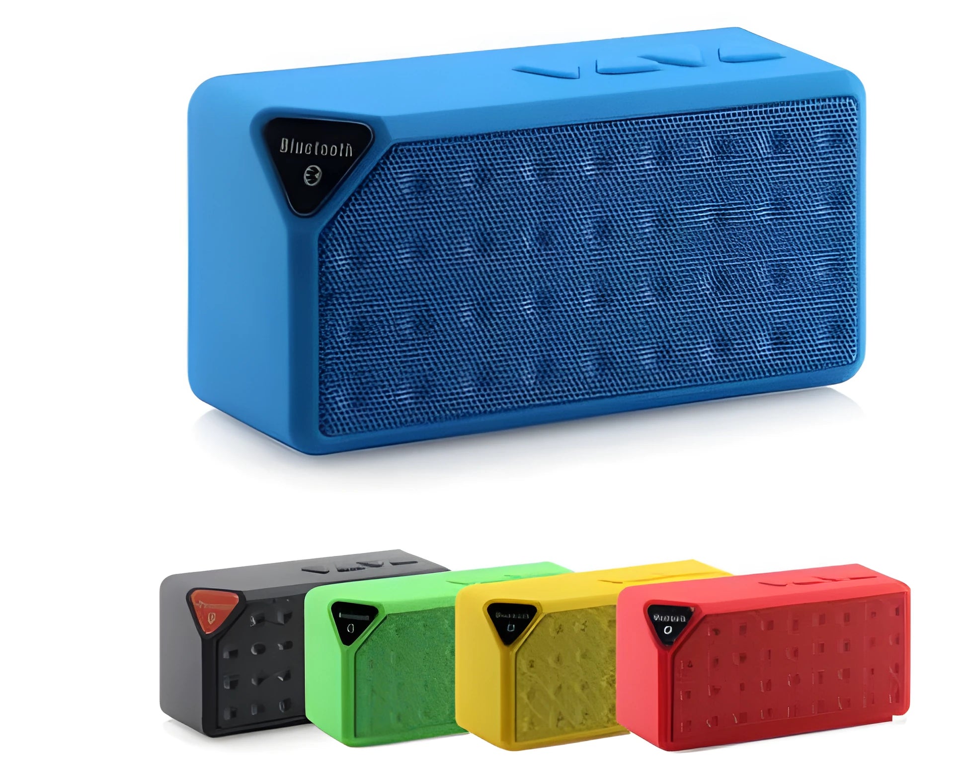 Cannon X3 small cube-shaped wireless Bluetooth speaker in multiple colours on a table.